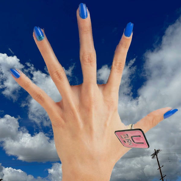 "U TURN ME ON"Pop Art Sterling Silver Enameled Ring
