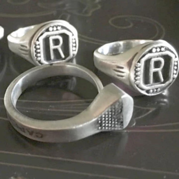 The Vintage Finished Sterling Silver Coffin Nail Ring worn by Reeve Carney (Spider-Man/Penny Dreadful's Dorian Gray/Youth is Wasted as Riff Raff in Fox TV's Rocky Horror Picture Show. Fables Jewelry, Fablesintheair by Marti Heil. Handmade in the USA.