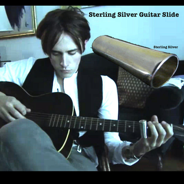 I designed this slide specifically for my son, Reeve Carney. Since Sterling Silver is softer than brass, the usual metal used for guitar slides, it alters the tone uniquely and Reeve responded to that and it quickly became his favorite and only slide