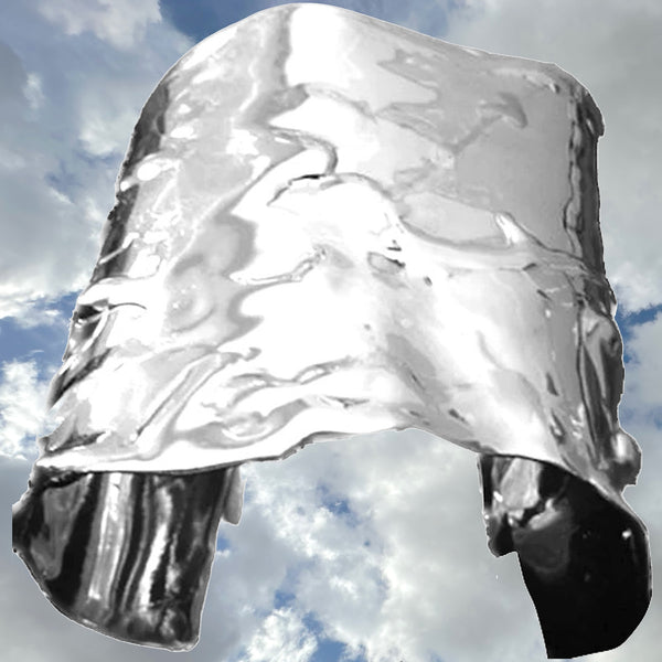 Iconic , Organic, Award-Winning Sterling Silver Scissorhands Cuff. Approximately 2-3/4" high but 7 inches from extended pieces---approximately 6" end to end before extender begins .Hand made in the USA. Hand-signed.