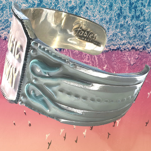 Pacific Highway Enameled Sterling Cuff with Lana Del Rey Quote