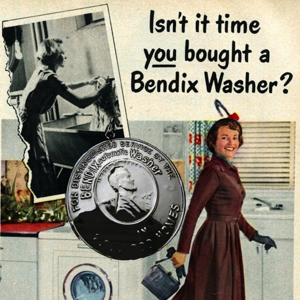I'd like to be as lucky as Vincent Bendix, who didn't actually ever manufacture a single washing machine, but licensed his good name and still managed to have that name on 2 million washers by 1949. With a truly vintage finish, for extra measure! Did you know that William Faulkner won the Nobel Prize for literature in 1949? Sterling Silver Lucky Penny charm--vintage finish makes a fun addition to your Fables collection! Comes with black leather cord or vintage inspired ribbon.  Sterling Silver 1949 Vintage 