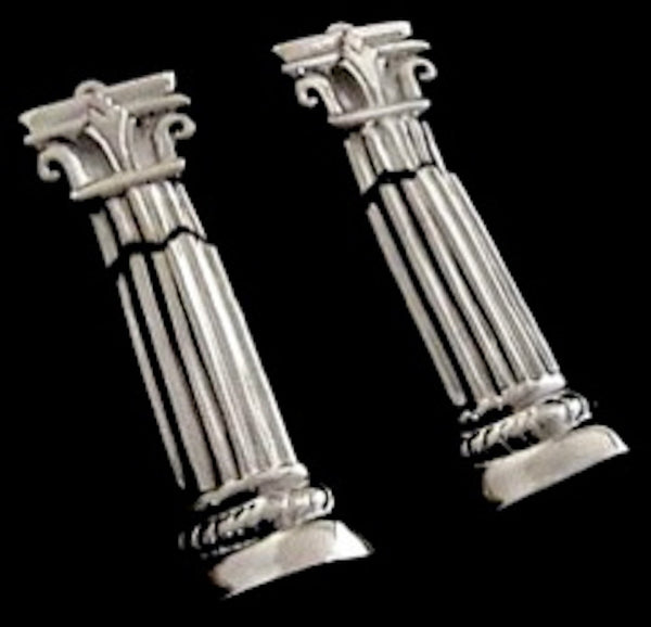 Finally! An earring as elegant as you. A Fables' "classic". Broken column earrings with a hidden jump ring, so that the movement is subtle, elegant and mysterious. As with their inspiration, these are timeless. (Now, play the "Where's Waldo" of jewelry game and look within our store for the "Broken Column" pin, charm and necklace shortener!) Sterling Silver Broken Column Earrings with Sterling Silver Clips-1-1/2" x 7/8" Hand Made in America. Hand Signed. Specially boxed and ready to give (or KEEP!)