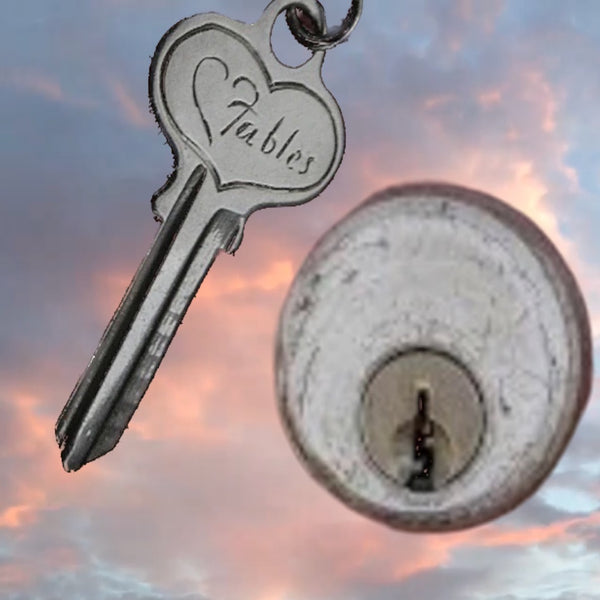 A life-sized sterling silver key engraved with "Fables". Opens the door to nowhere, but it DOES have a "heart"! The symbolism and history of the meaning of "keys" is expansive and sometimes, mysterious, always intriguing and only limited by your imagination. This one comes from a joyous heart with a hope that it symbolically opens whatever your heart desires...  2" x 1" Sterling Silver Signature Fables door key charm. Made in the good ole USA. Hand-signed. Comes with leather cord or vintage looking ribbon.