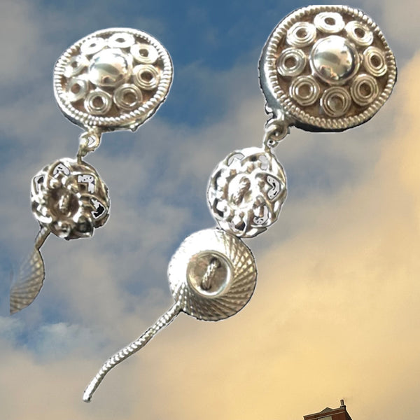 Hanging By a Thread Triple Button Earring