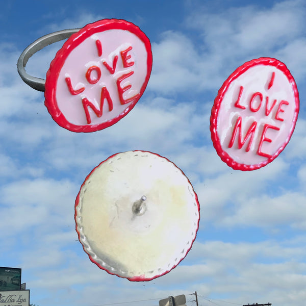 I LOVE ME Sterling Silver Ename led Earrings are handmade and hand-enameled and hand-signed--all right here in the good ole USA. Approximately 7/8” diameter. Available with 2 options 1. Sterling Silver Pierced Posts 2. Sterling Silver Clips. Come gift-boxed and ready to give, or receive.