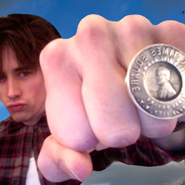 As featured in Avril Lavigne's Video, "I Fell in Love with the Devil", on Zane Carney. oved Time's Square. There is a postcard picture of the Hotel Time's Square shown here! Sterling Silver Hotel Times Square Lucky Penny Ring.1-1/4" approximately. Proudly handmade in the USA. Hand signed