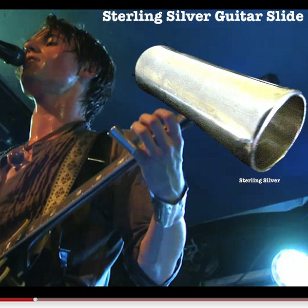 I designed this slide specifically for my son, Reeve Carney. Since Sterling Silver is softer than brass, the usual metal used for guitar slides, it alters the tone uniquely and Reeve responded to that and it quickly became his favorite and only slide.